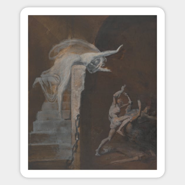 Ariadne Watching the Struggle of Theseus with the Minotaur by Henry Fuseli Sticker by Classic Art Stall